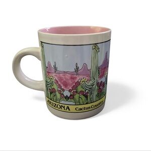 Vintage Arizona Cactus Country Pink Small Coffee Mug